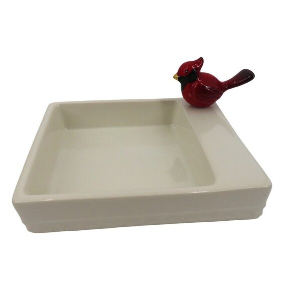 Nora Fleming M6 Pearl Dot Napkin Candy Holder Red Winter Songbird Stoneware - Picture 1 of 13